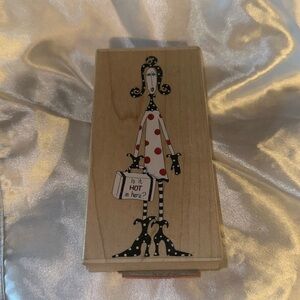 Dolly Mama’s By Joey Inc “Is it Hot in Here?” Wood & rubber stamp- never used